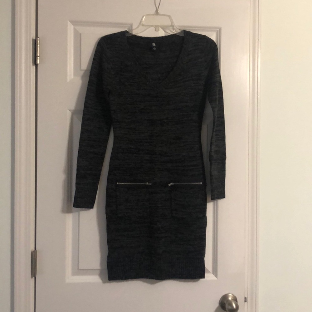 Gray and black sweater dress